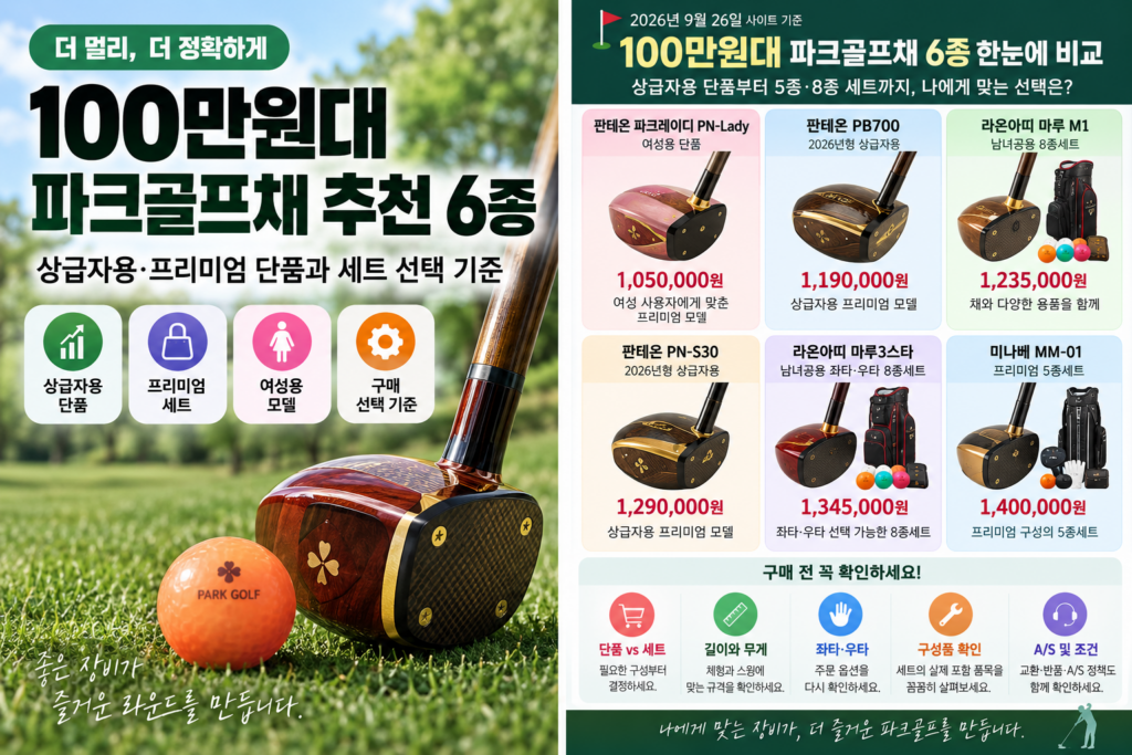 100만원대 파크골프채 추천 6종 비교, 상급자용·프리미엄 단품과 세트 선택 기준