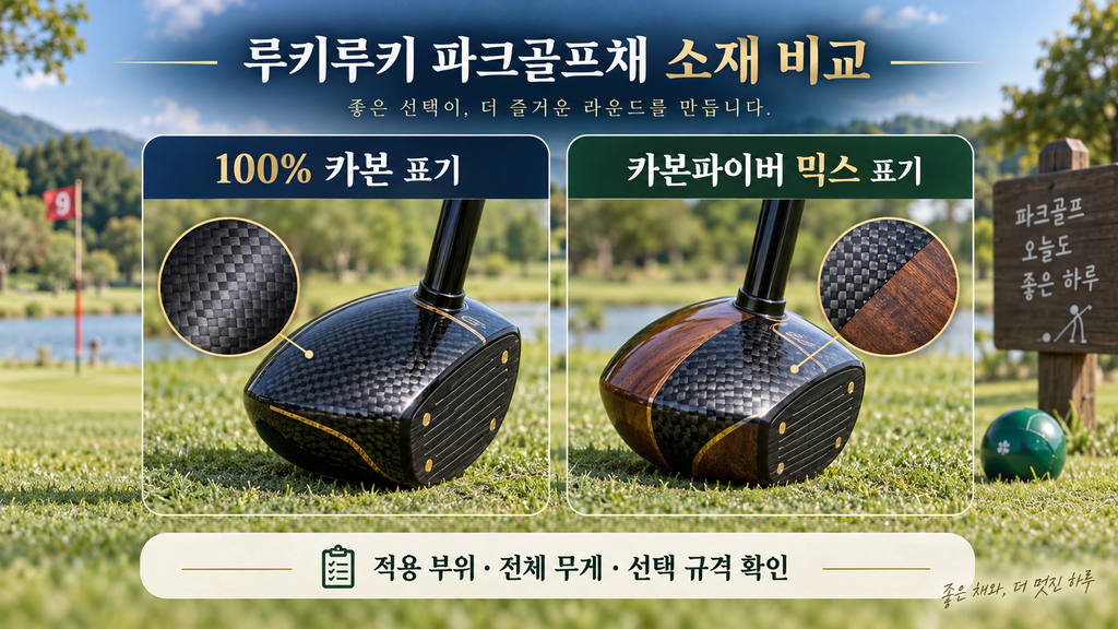 루키루키 파크골프채 추천, 파크왕 100% 카본과 카본파이버 믹스 소재·가격 선택법