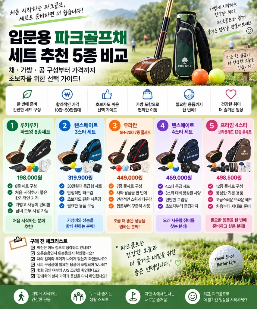 입문용 파크골프채 세트 추천 5종 비교