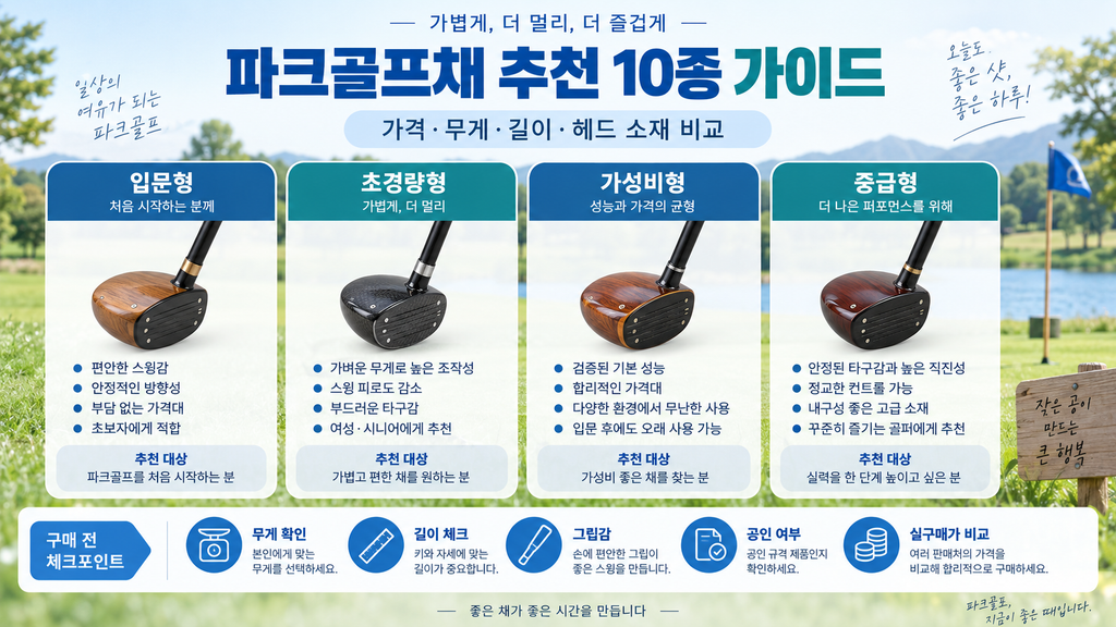 파크골프채 가격 추천 10종 비교, 입문자·초보자용 초경량 파크골프채 선택 가이드