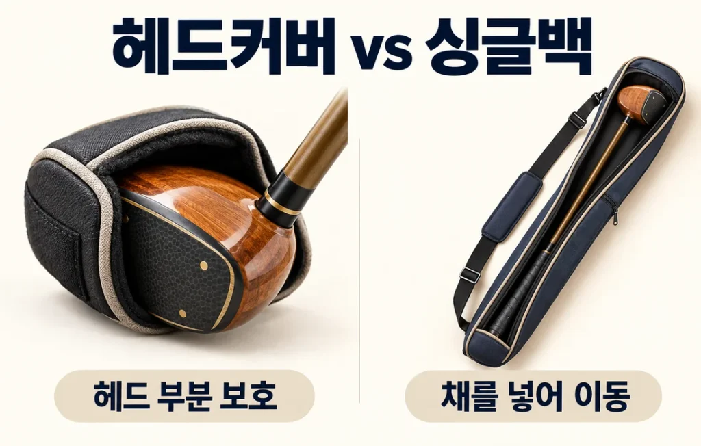 파크골프채 헤드커버와 싱글백 비교, 기존 가방이 있을 때 추가 구매 선택법