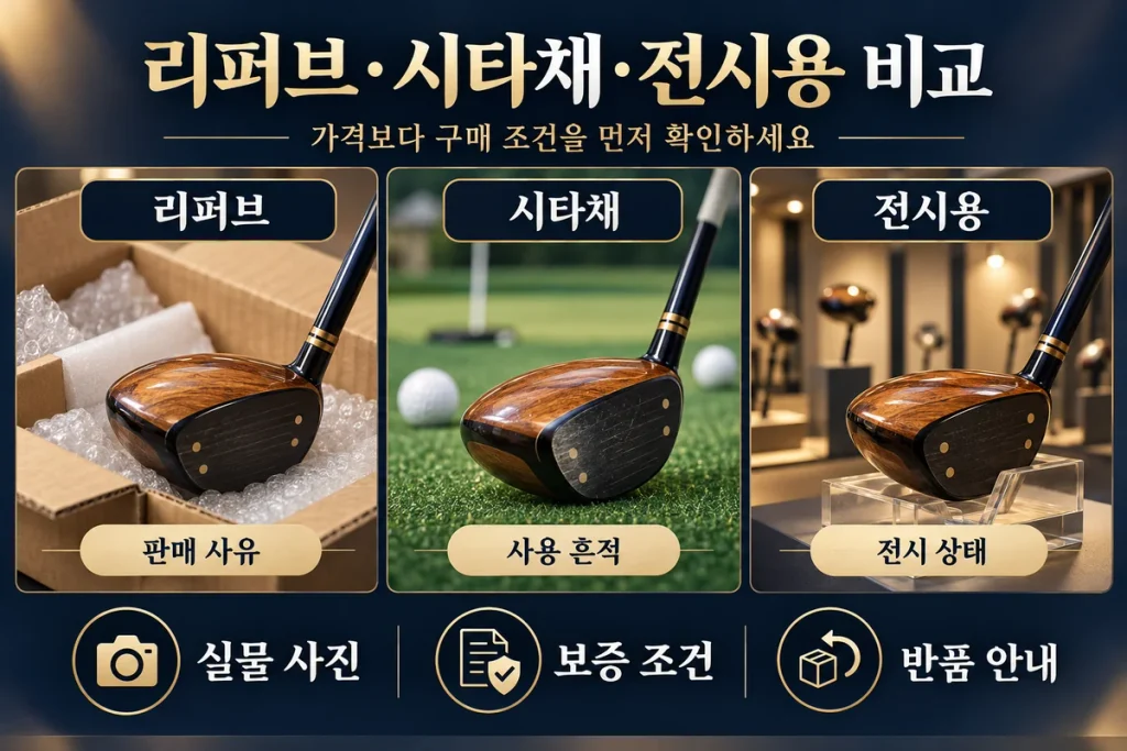 리퍼브·시타채·전시용 파크골프채 3종 비교, 가격보다 먼저 확인할 구매 조건