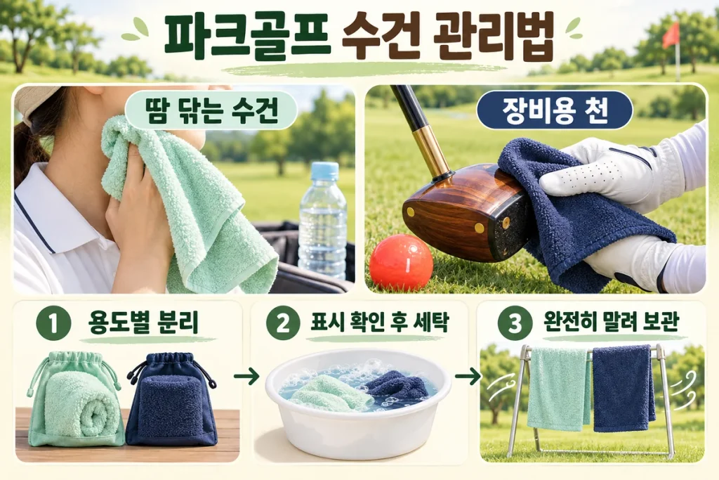파크골프 수건 관리법, 땀 닦는 수건·장비용 천 분리와 세탁·보관