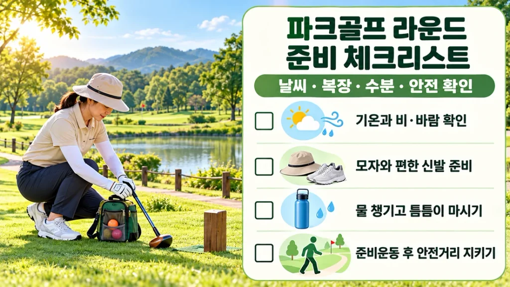 파크골프 라운드 준비 체크리스트, 날씨·복장·수분·안전 확인법
