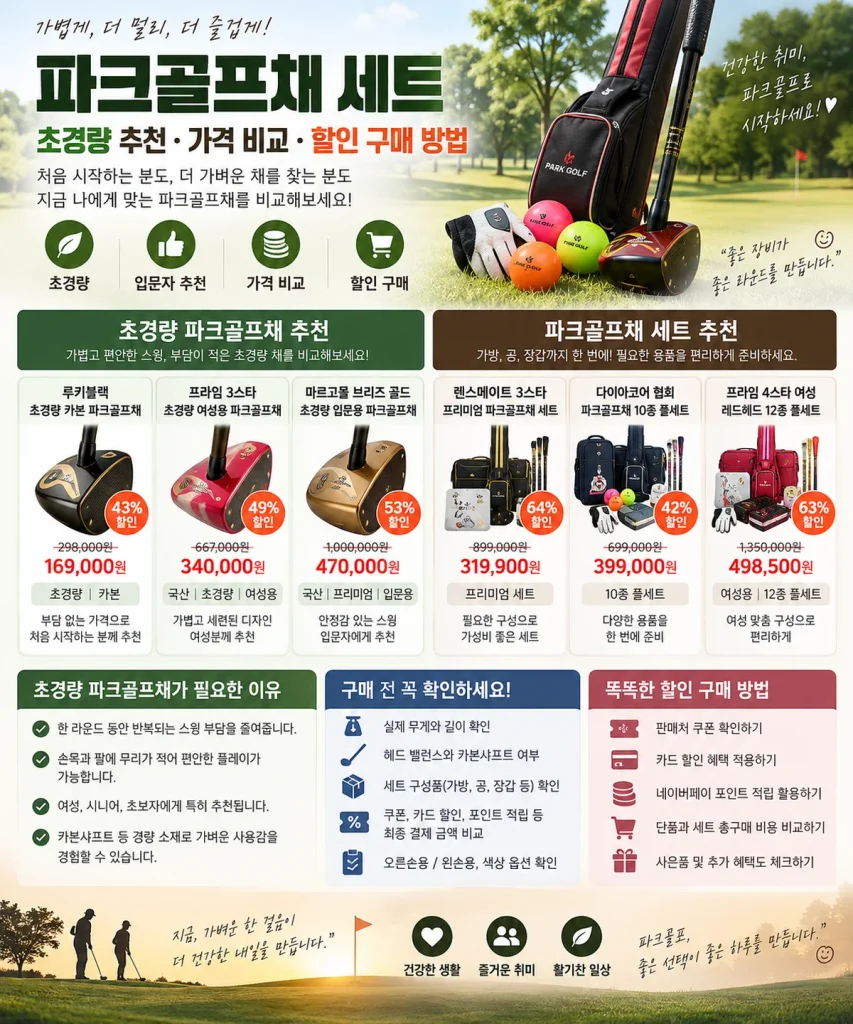 파크골프채 세트 초경량 추천, 가격 비교 할인 구매 방법
